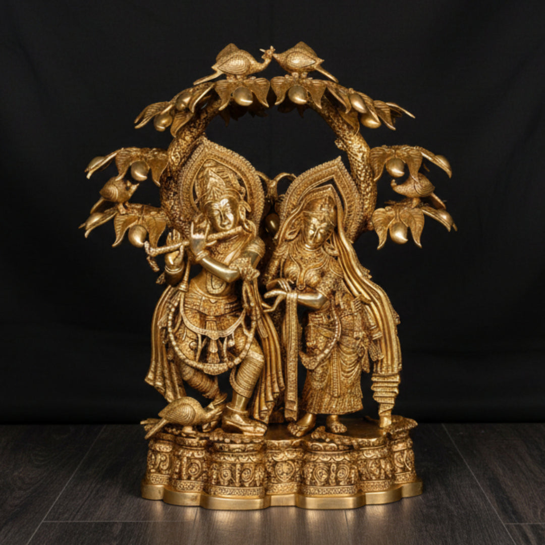 Brass Large Radha Krishna Idol Under the Kadamba Tree For Home Decor 30 Inch 108000