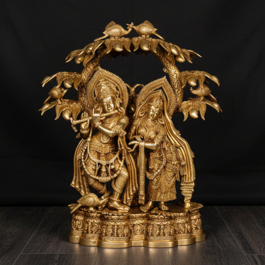 Brass Large Radha Krishna Idol Under the Kadamba Tree For Home Decor 30 Inch 108000