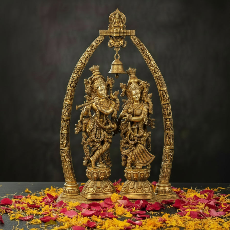 Brass Large Radha Krishna Idol With Removable Temple Set Decor 4 Feet 461147
