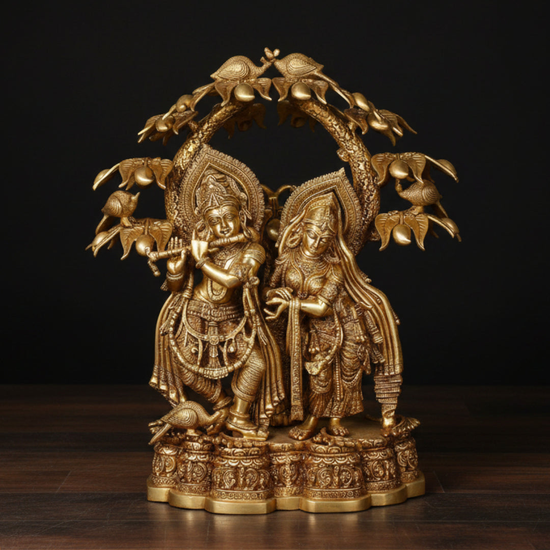 Brass Large Radha Krishna Statue Under the Kadamba Tree For Home Decor 30 Inch 252400