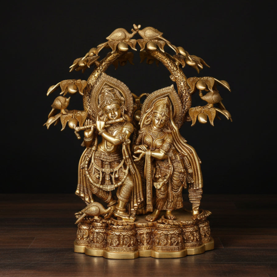 Brass Large Radha Krishna Statue Under the Kadamba Tree For Home Decor 30 Inch 252400