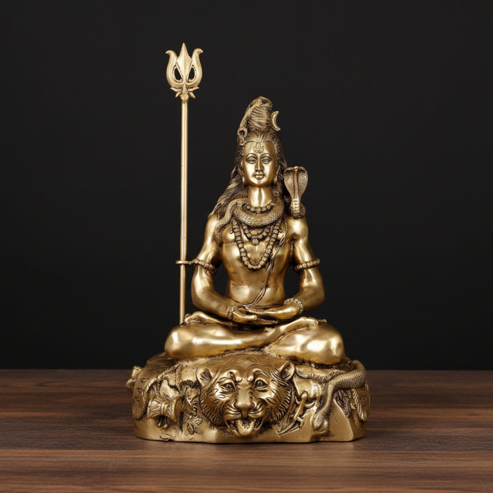 Brass Large Sitting Shiva Idol Cosmic Mahadev For Home Decor 31 Inch 115200