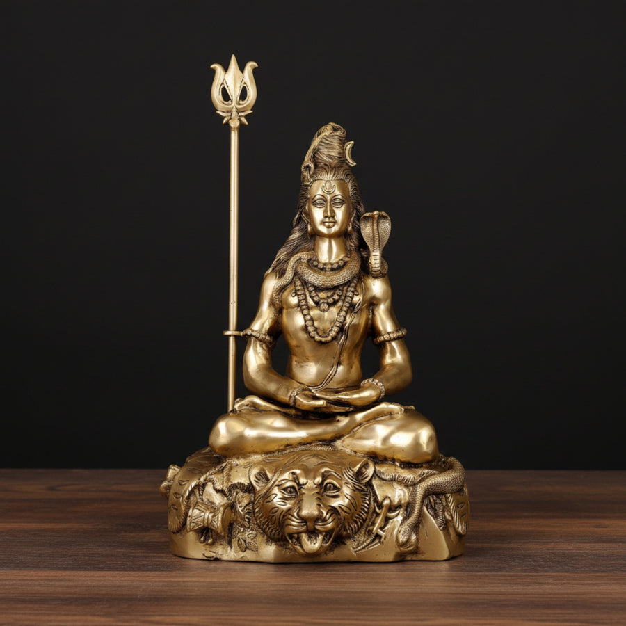 Brass Large Sitting Shiva Idol Cosmic Mahadev For Home Decor 31 Inch 115200