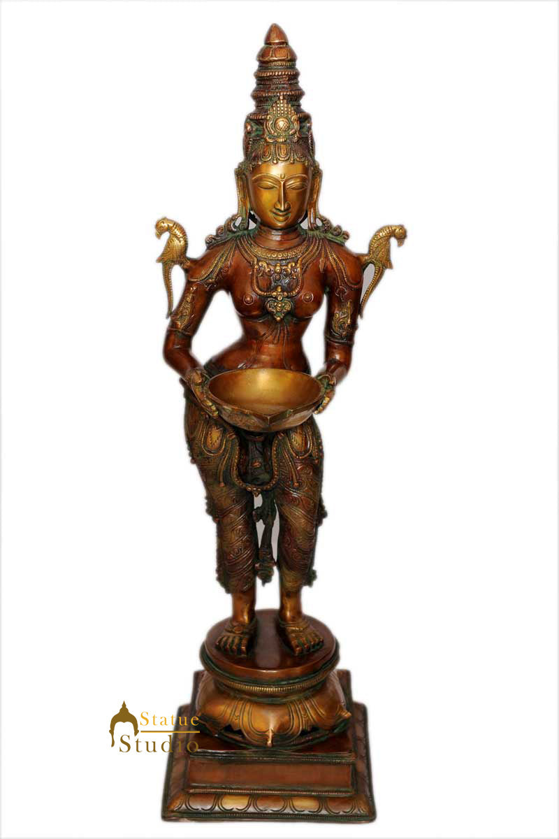 Brass Large Size Deeplakshmi Statue For Home Decor Showpiece Figurine 32 Inch 11000
