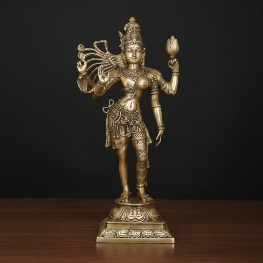 Brass Large Unique Vintage Ardhanarishvara Shiva Shakti Idol 39 Inch 250400