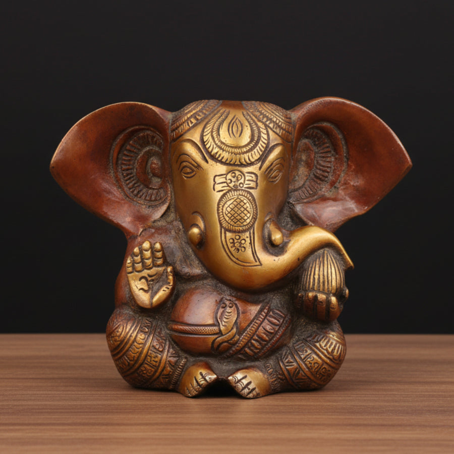 Brass Lord Appu Ganesha Statue With Big Ears For Home Decor 5 Inch 391700