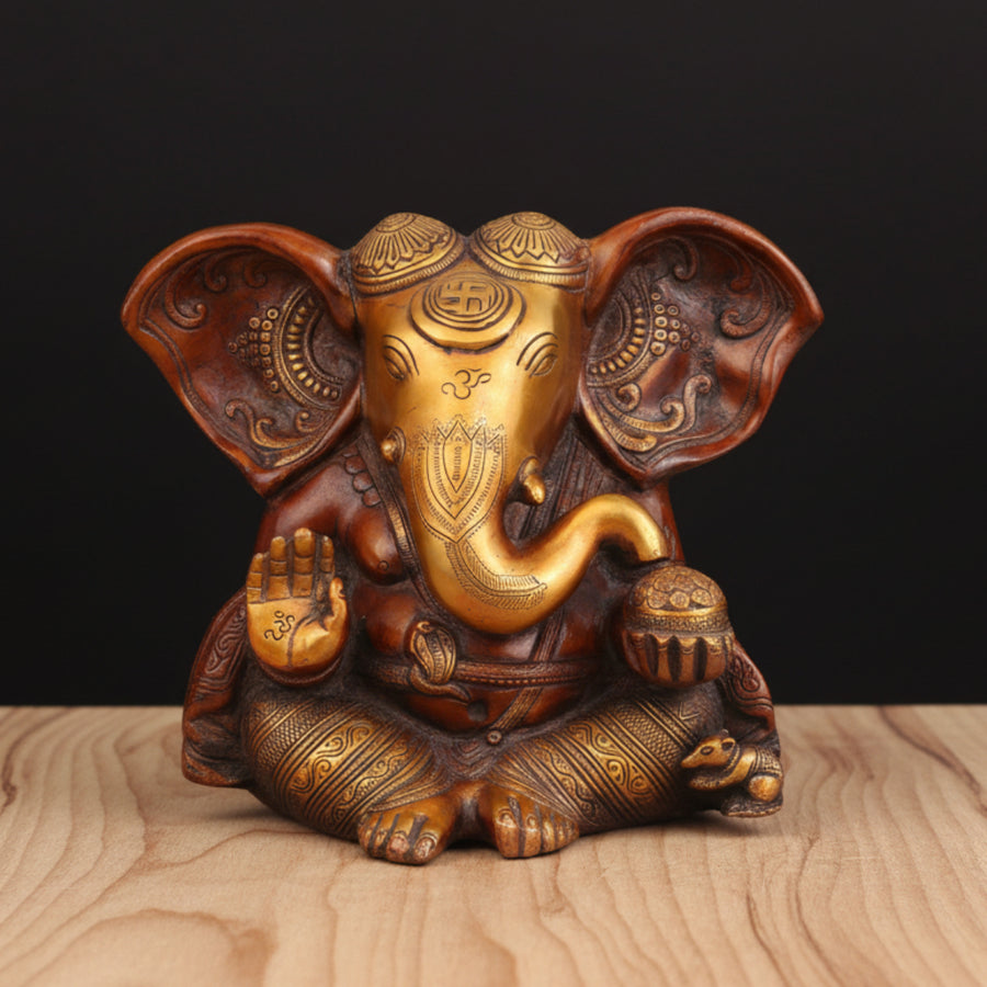 Brass Lord Appu Ganesha Statue With Big Ears For Home Decor 9 Inch 391900