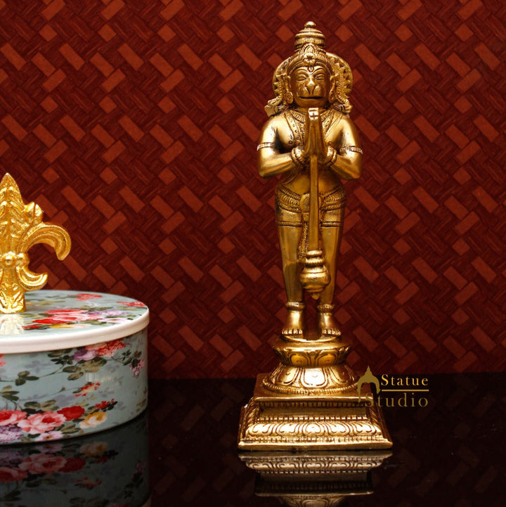 Brass Lord Hanuman Statue In Namaskar Mudra 8 Inch 460950