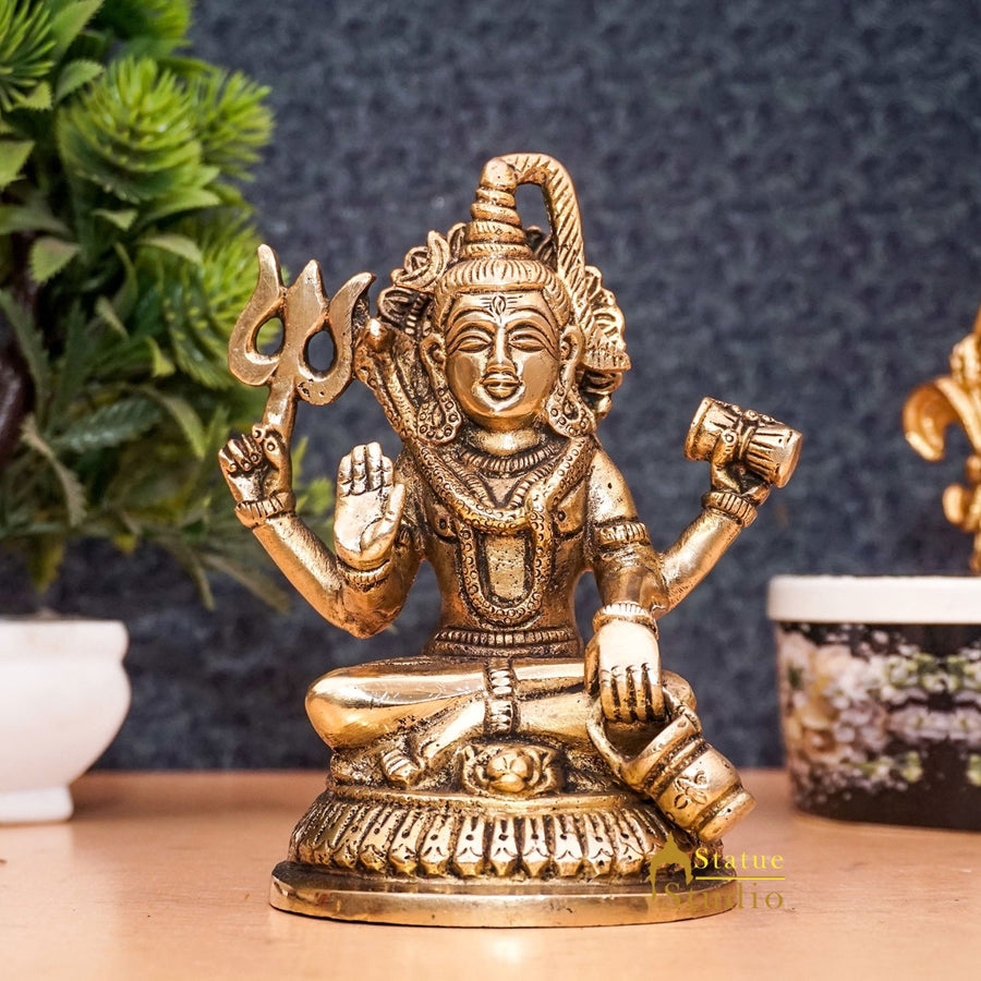 Brass Lord Shiva Idol For Home Temple Decor 5 Inch 461069