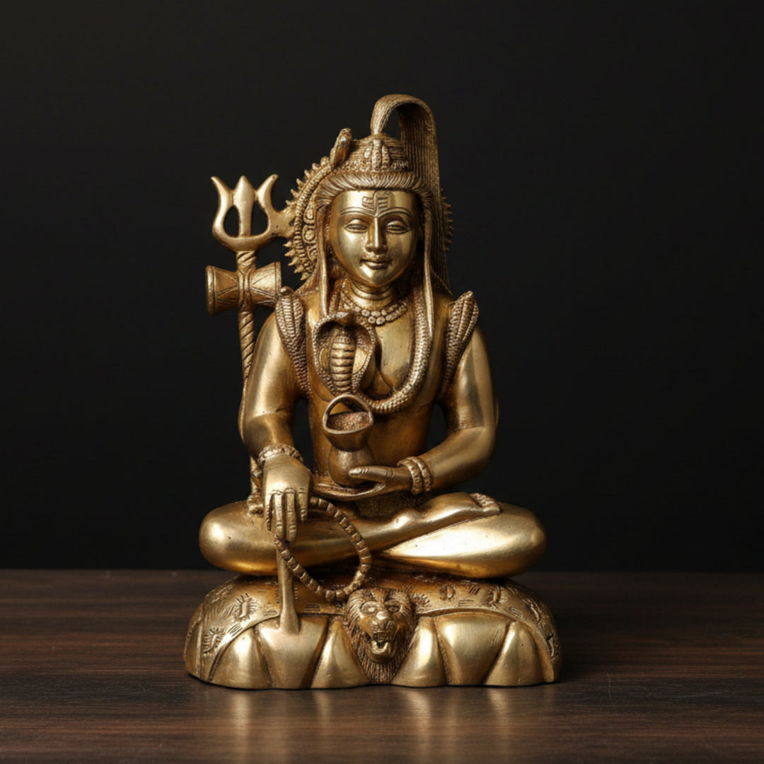 Brass Lord Shiva Idol Shankar Bhagwan Murti For Home Decor 9 Inch 355800