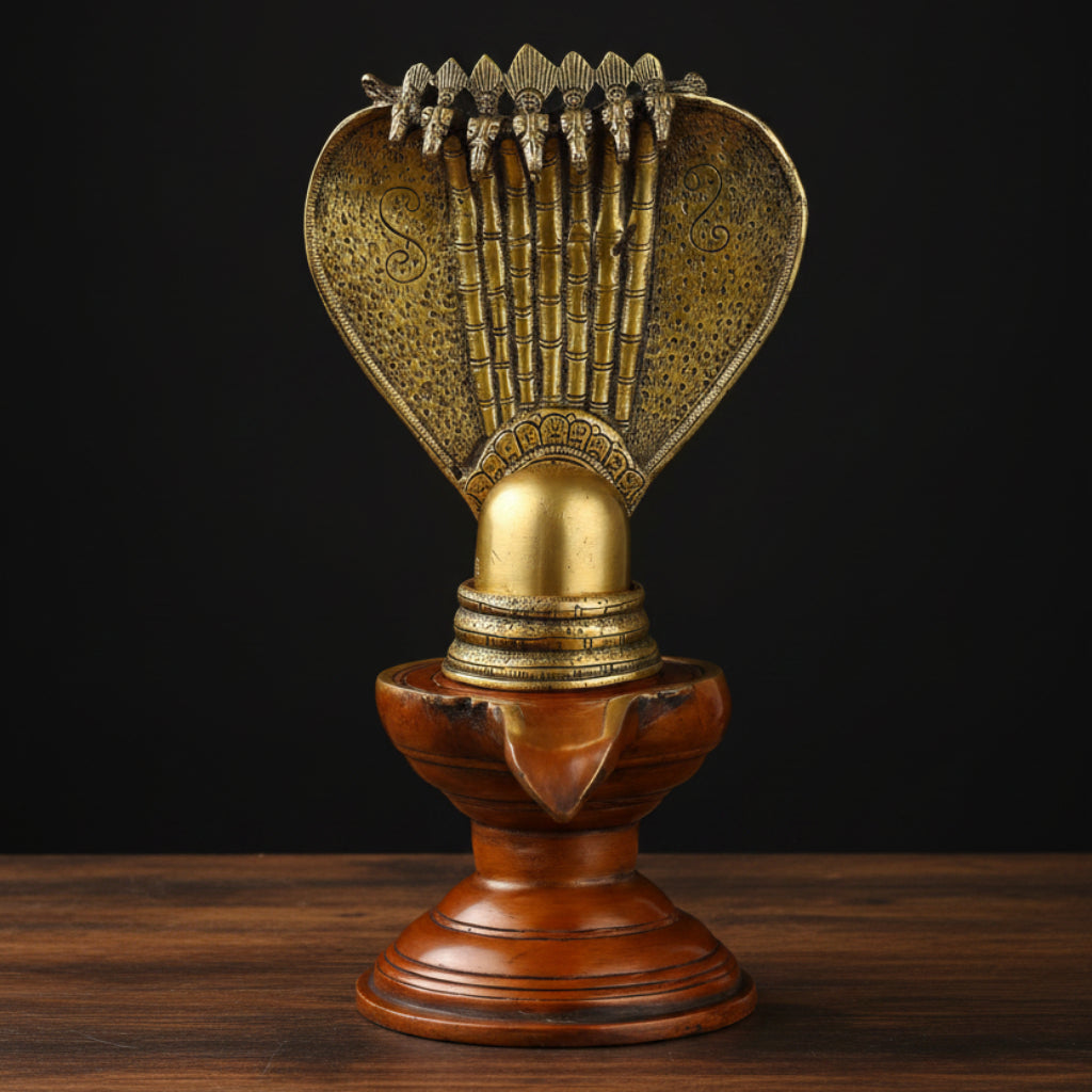 Brass Lord Shiva Lingam Shivling Idol Antique Finish For Home Decor 13 Inch 49500
