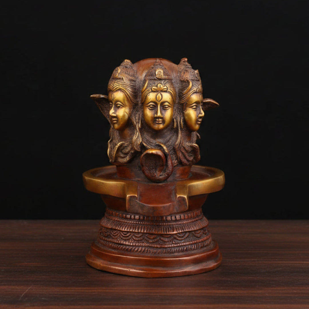 Brass Lord Shiva Sacred Holy Shivling For Temple Religious Décor 7" 390400