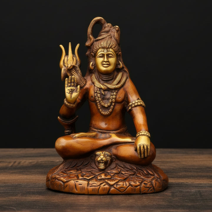 Brass Lord Shiva Statue Antique Finish For Home Decor 7 Inch 71100