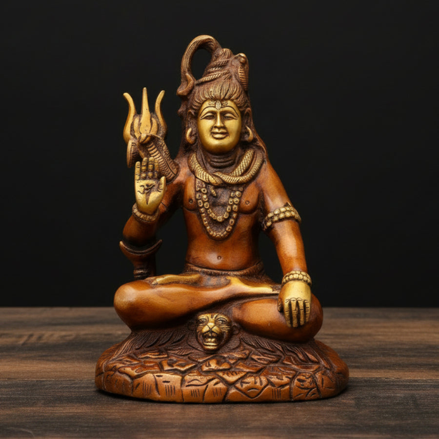 Brass Lord Shiva Statue Antique Finish For Home Decor 7 Inch 71100