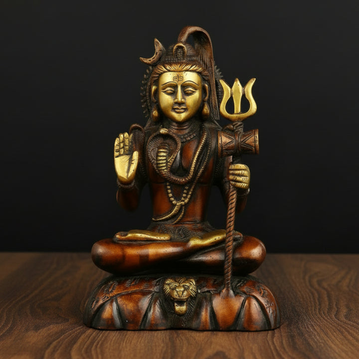 Brass Lord Shiva Statue Antique Finish Religious 10 Inch 47400