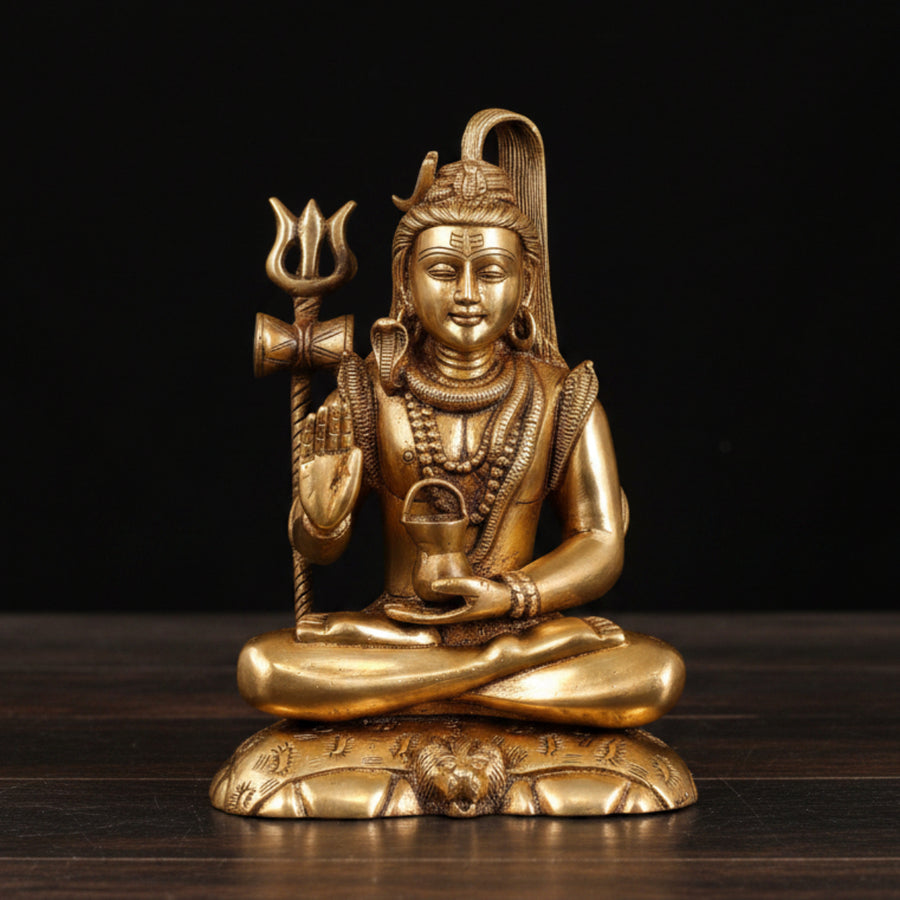 Brass Lord Shiva Statue For Home Decor 9 Inch 356100