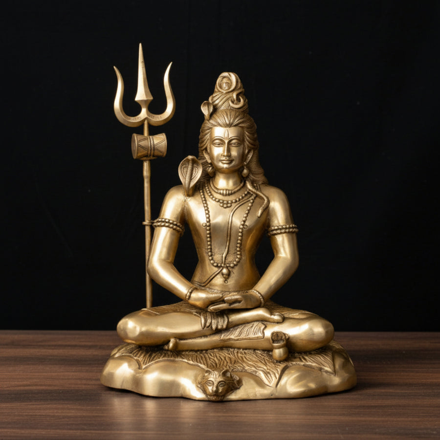 Brass Mahayogi Shiva Statue Pranayama Mudra For Home Decor 28 Inch 113400