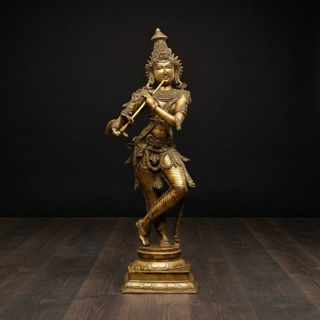 Brass Pure Divine Tribhangi Krishna Statue Masterpiece 3 Feet 113800