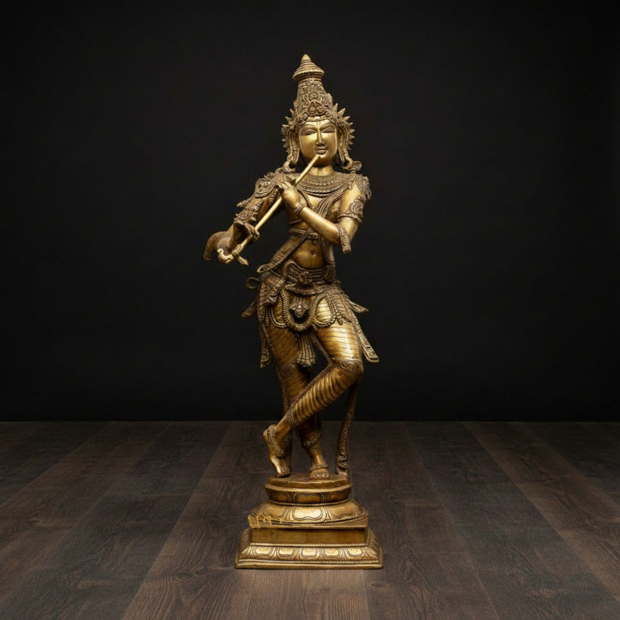 Brass Pure Divine Tribhangi Krishna Statue Masterpiece 3 Feet 113800