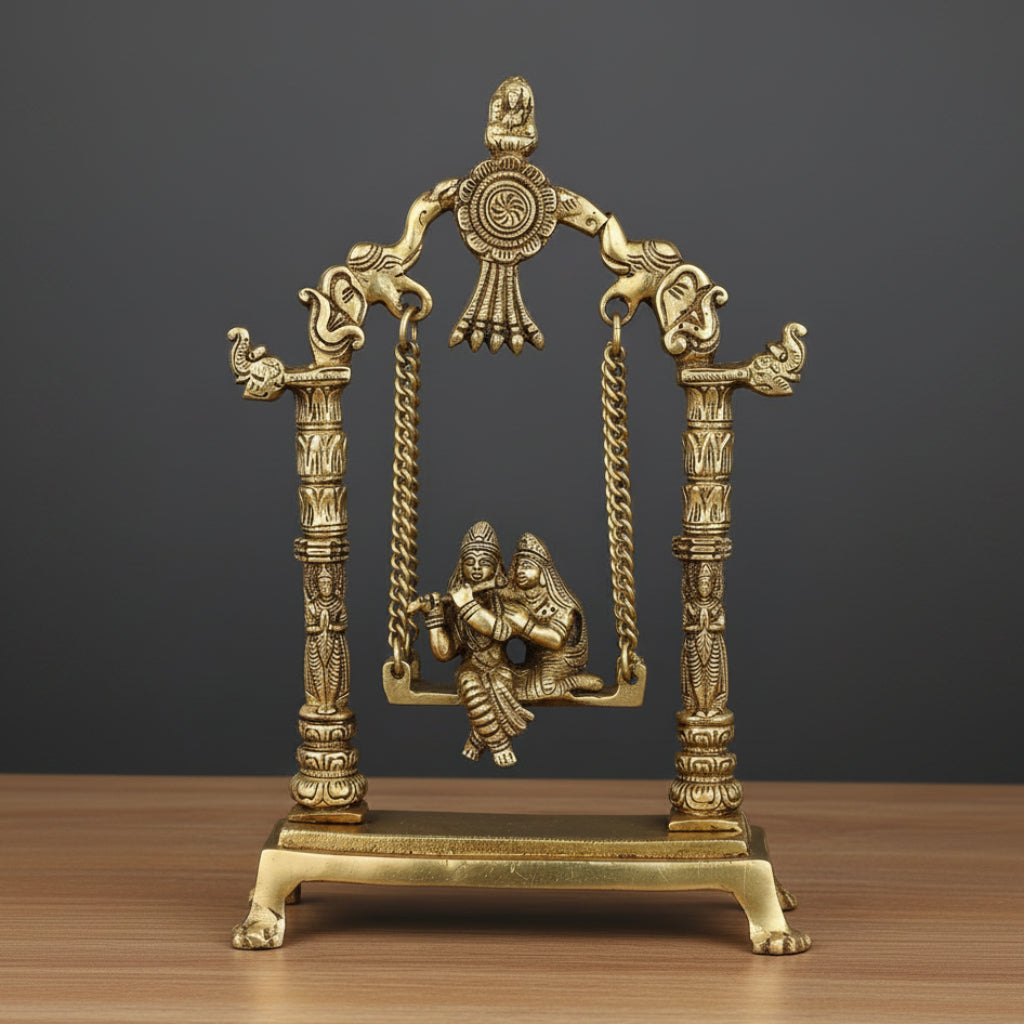 Brass Radha Krishna Idol On Swing Figure For home Decor 12 Inch 47100