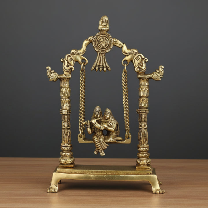 Brass Radha Krishna Idol On Swing Figure For home Decor 12 Inch 47100