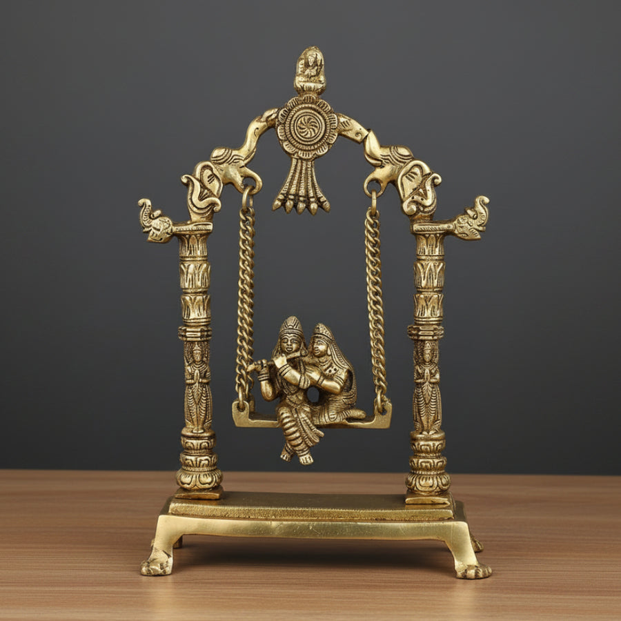Brass Radha Krishna Idol On Swing Figure For home Decor 12 Inch 47100