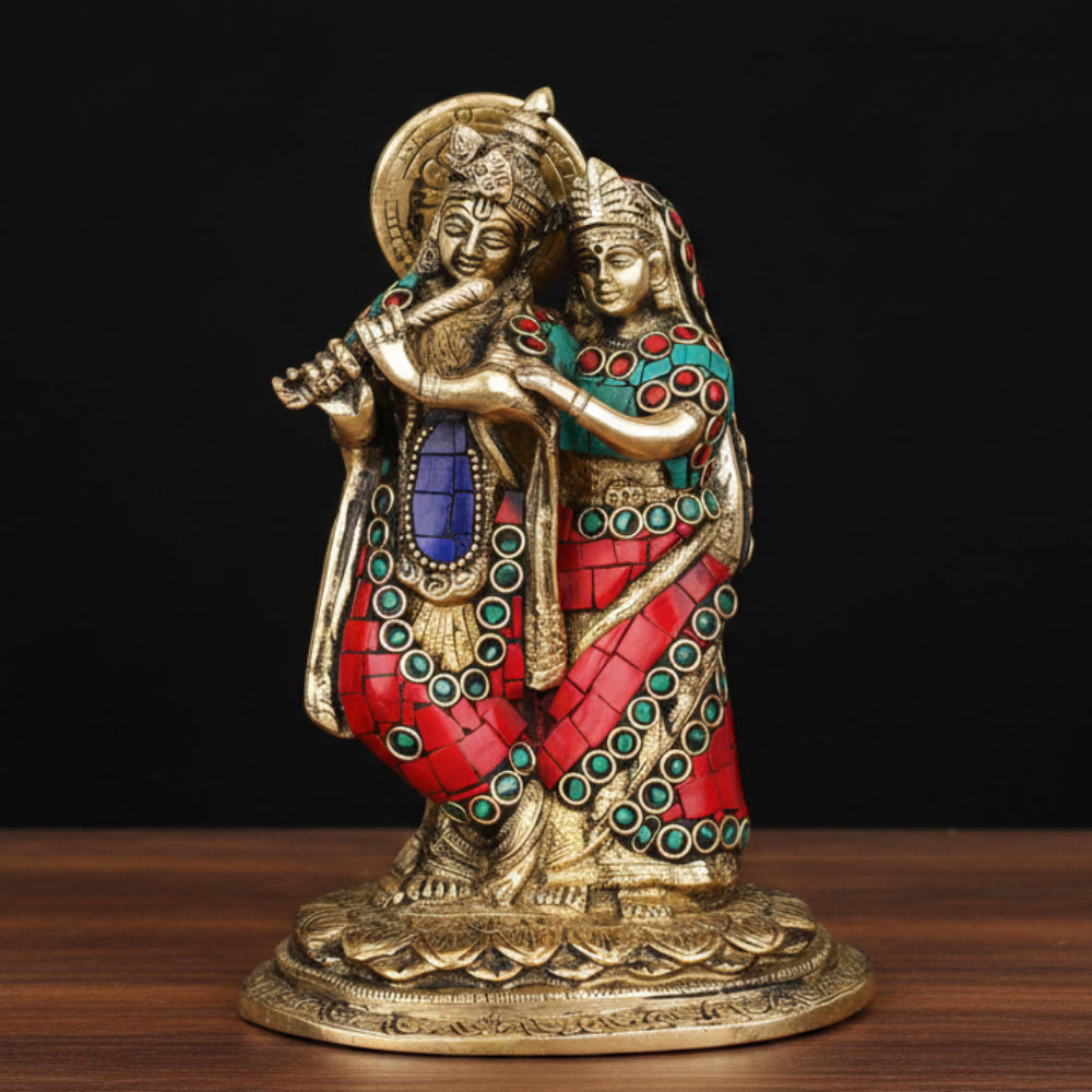 Brass Radha Krishna Statue For Home Decor Gifting 7 Inch 399600