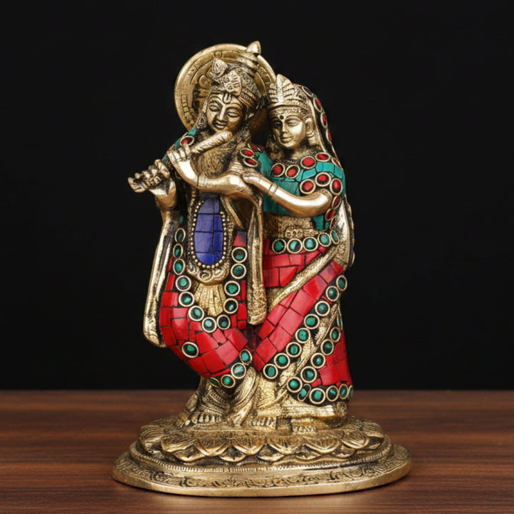 Brass Radha Krishna Statue For Home Decor Gifting 7 Inch 399600
