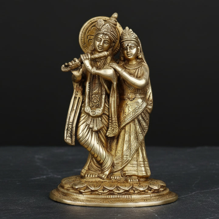 Brass Radha Krishna Statue For Home Decor Gifting 7 Inch 407100