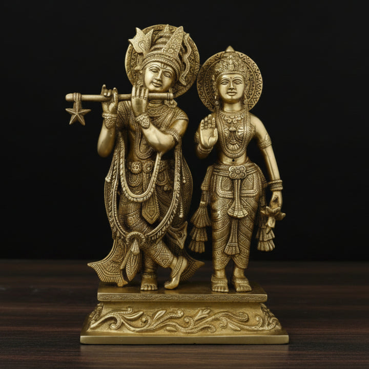 Brass Radha Krishna Statue Standing on Base 12 Inch 86200