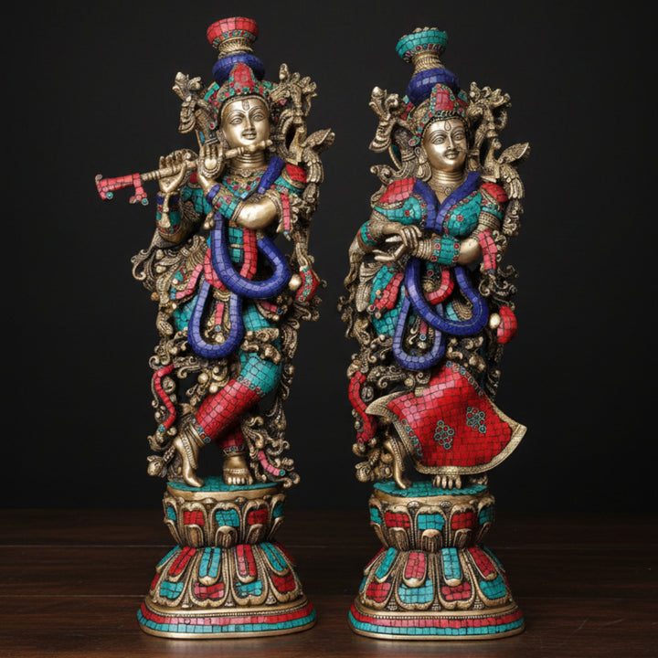 Brass Radha Krishna Statue (Superfine Workmanship) Perfect Decor Gifting 29 Inch 333700