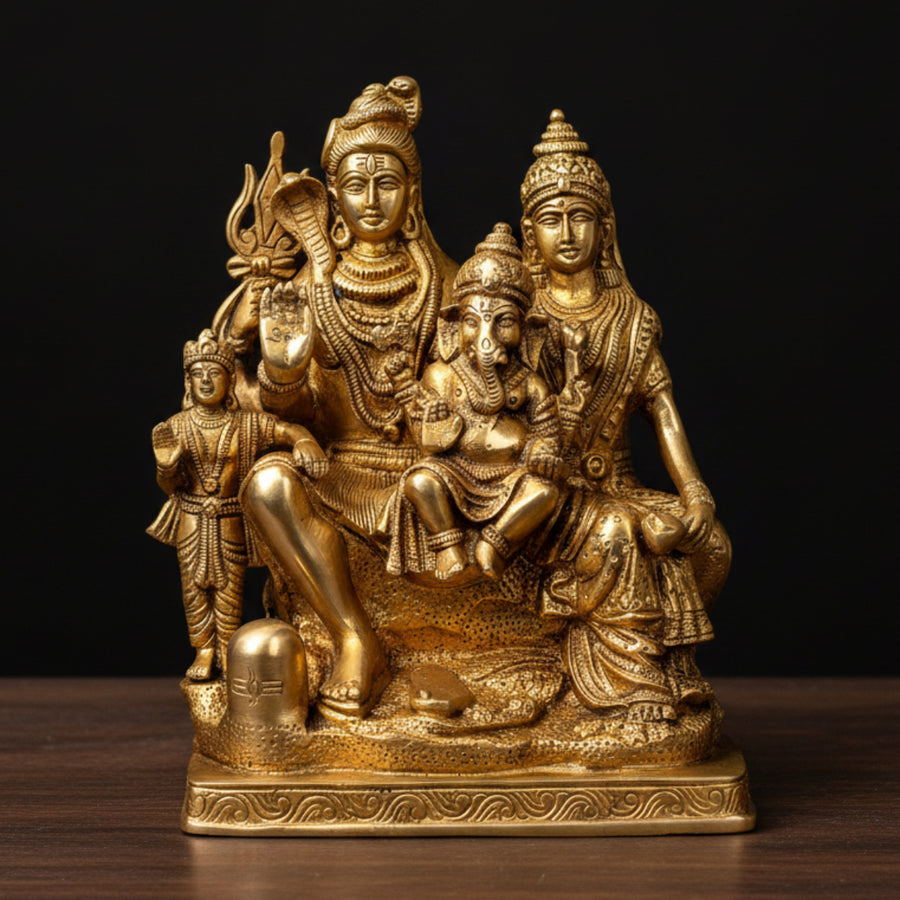 Brass Shiva Family Shiv Parivar Idol For Home Decor 8 Inch 269300