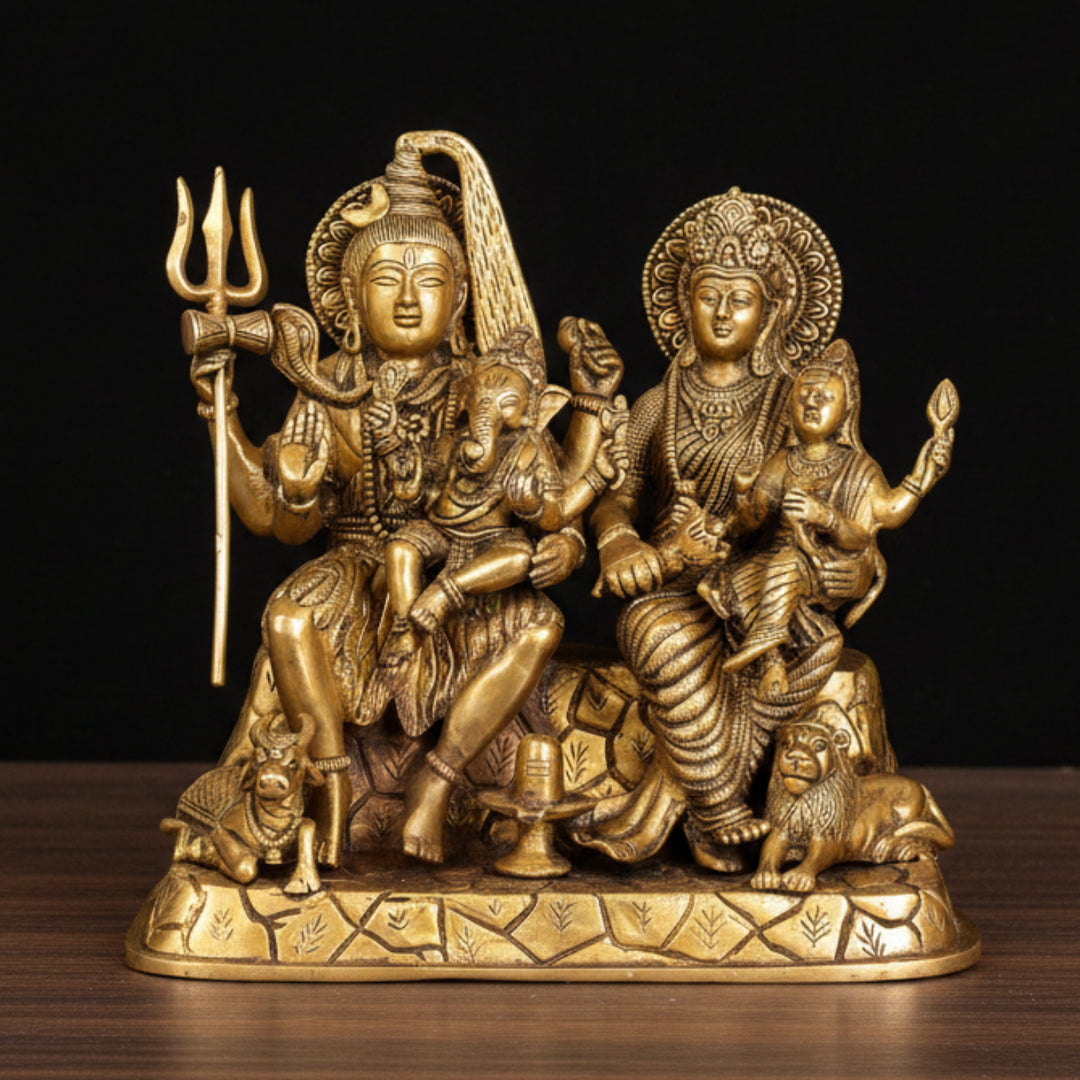 Brass Shiva Family Statue For Home Decor 12 Inch 361700