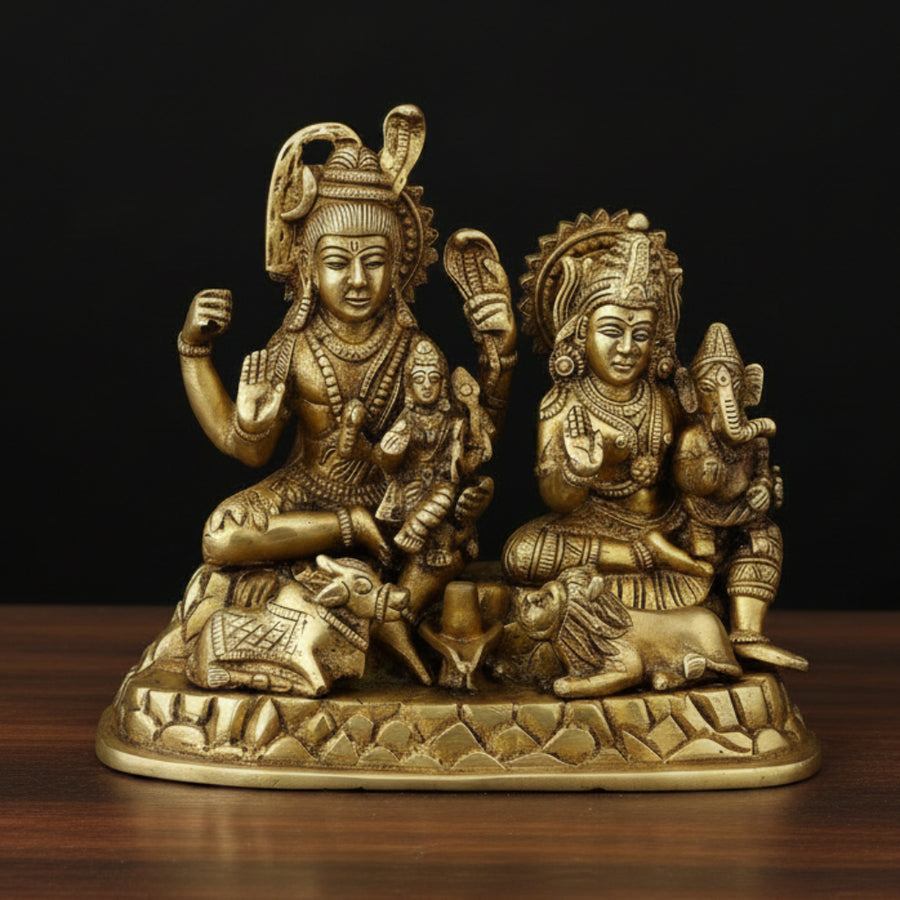 Brass Shiva Parivar Statue For Home Decor Religious 7 Inch 83900