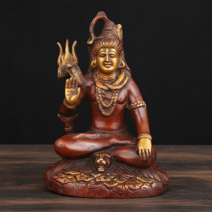 Brass Shiva Statue Antique Finish For Home Decor 8 Inch 389200