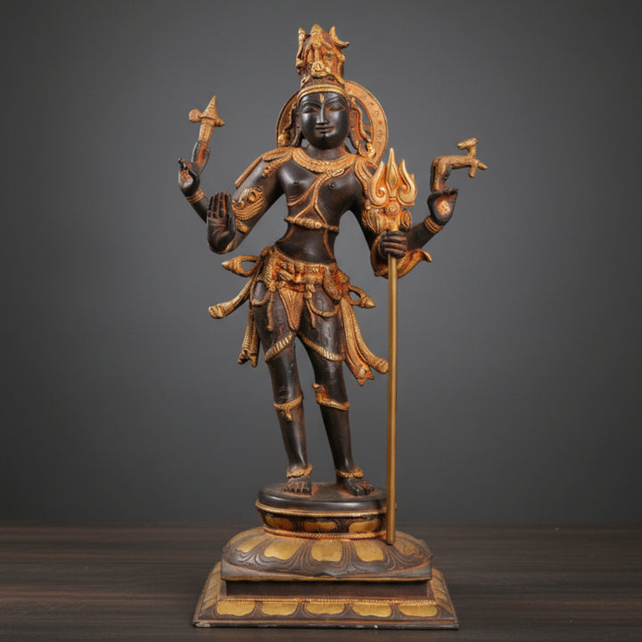 Brass Shiva as Pashupatinath Antique Imitation Statue For Home Decor 21 Inch 355000