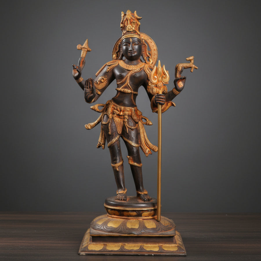 Brass Shiva as Pashupatinath Antique Imitation Statue For Home Decor 21 Inch 355000