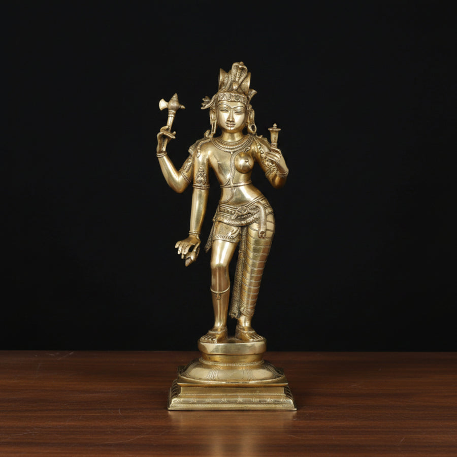 Brass Standing Ardhnareshvara Shiva Idol Home Temple Decor 3 Feet 461195