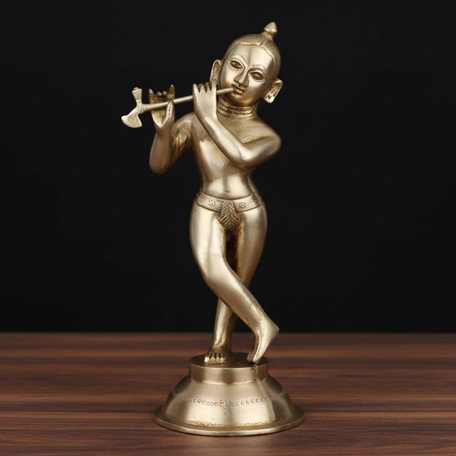 Brass Standing Krishna Idol For Home Temple Decor 12 Inch 411300