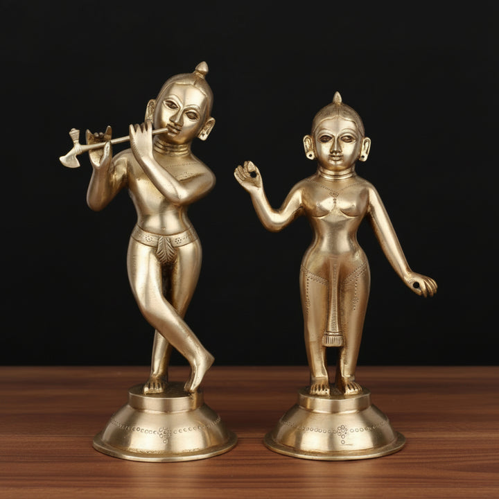 Brass Standing Radha Krishna Idol For Home Temple Decor 12 Inch 411400