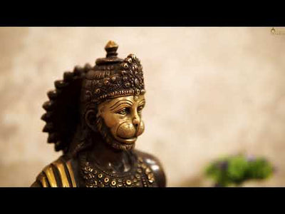 Brass Antique Mahabali Standing Hanuman Idol Home Religious Décor Statue 2 Feet