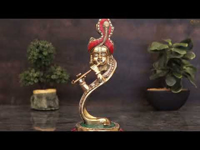 Brass Designer Krishna Face Idol Home Office Diwali Décor Gift Showpiece 13"