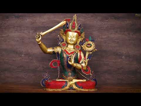 Indian Handmade Buddhism Goddess Manjushri Good Luck Large Size Statue 32"